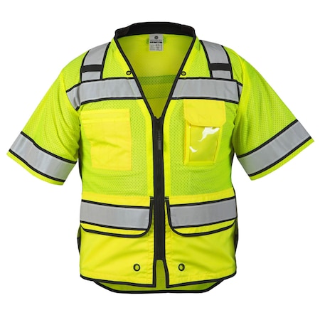 5X, Lime Class 3 High Performance Surveyors Zipper Vest